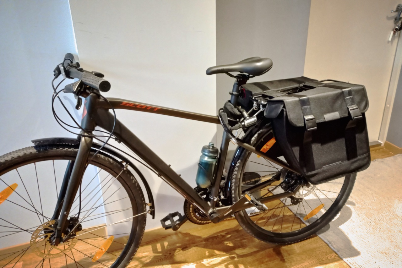 My current bike with a pannier bag on the back.